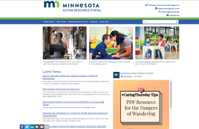 Image of the MN Autism Resource Portal website